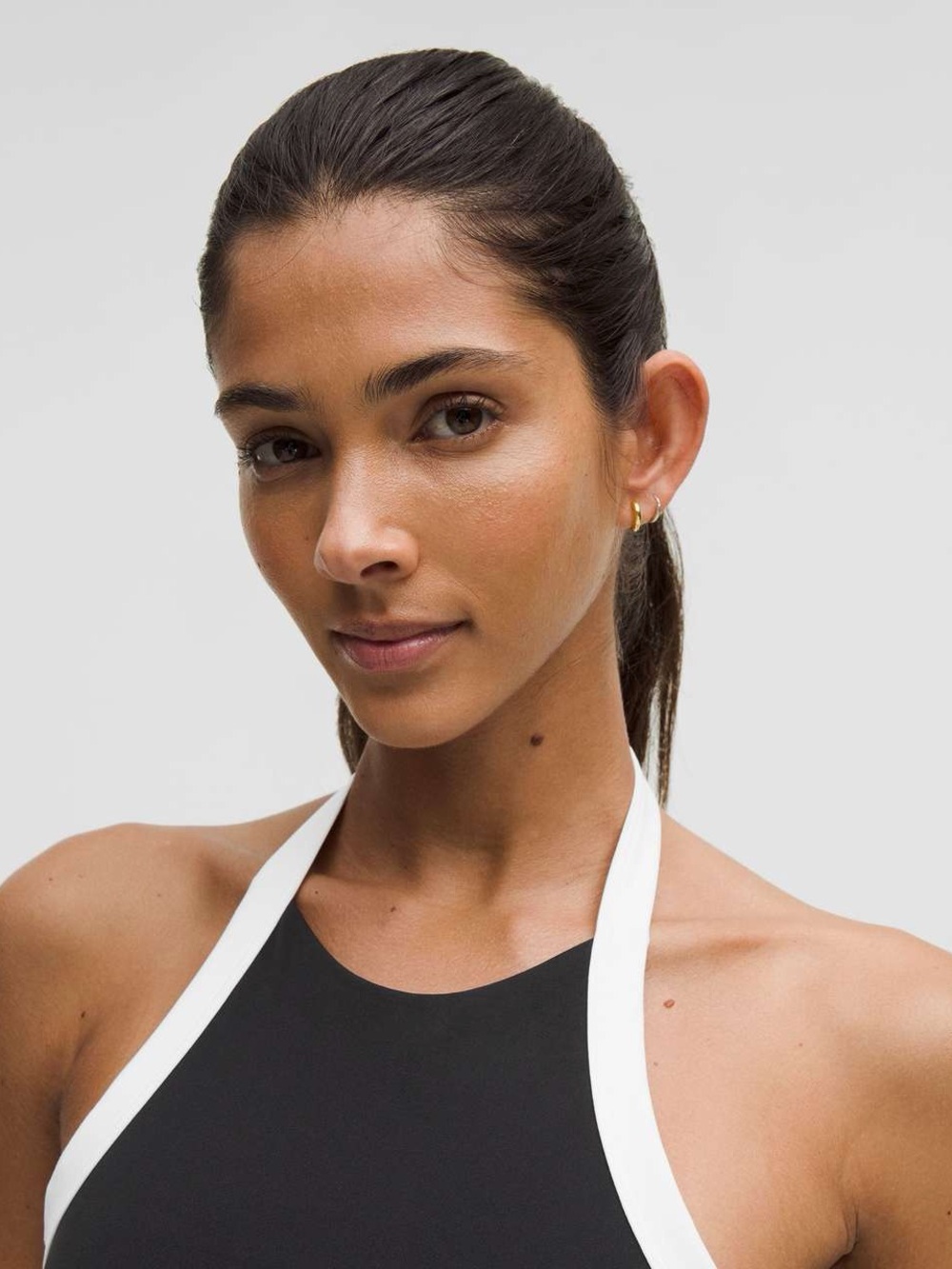 Lululemon Nulu Cropped Halter Tank Top *Light Support, A/B Cup•Black / White - Picture 3 of 11